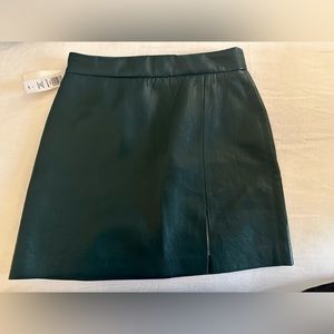 Aritzia green leather skirt